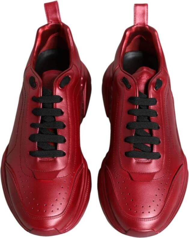 Dolce & Gabbana Rode Leren Lage Sneakers met Logo Red Heren