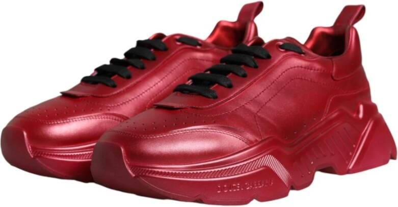 Dolce & Gabbana Rode Leren Lage Sneakers met Logo Red Heren