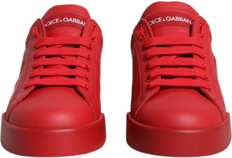 Dolce & Gabbana Rode Leren Lage Sneakers Red Dames