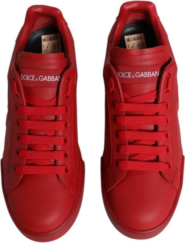 Dolce & Gabbana Rode Leren Lage Sneakers Red Dames