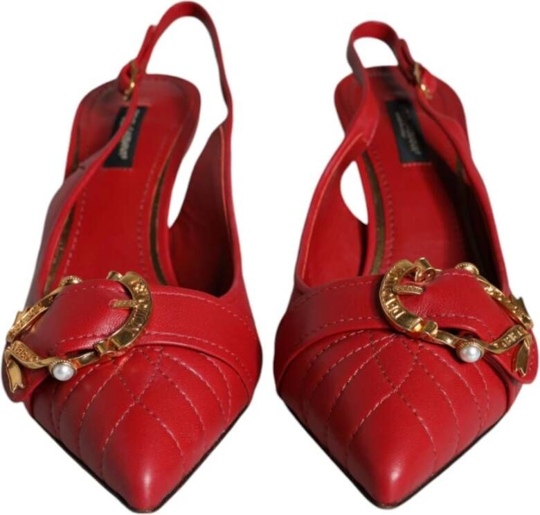 Dolce & Gabbana Rode Leren Slingback Hakken met Gesp Red Dames