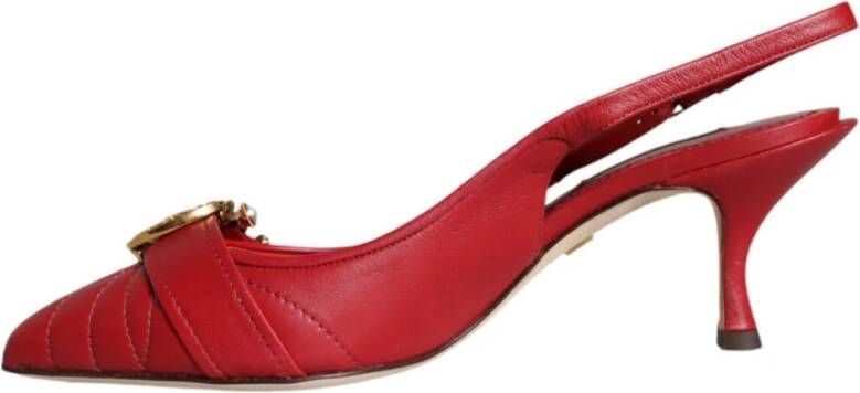 Dolce & Gabbana Rode Leren Slingback Hakken met Gesp Red Dames