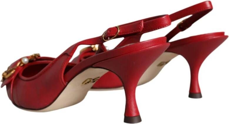 Dolce & Gabbana Rode Leren Slingback Hakken met Gesp Red Dames