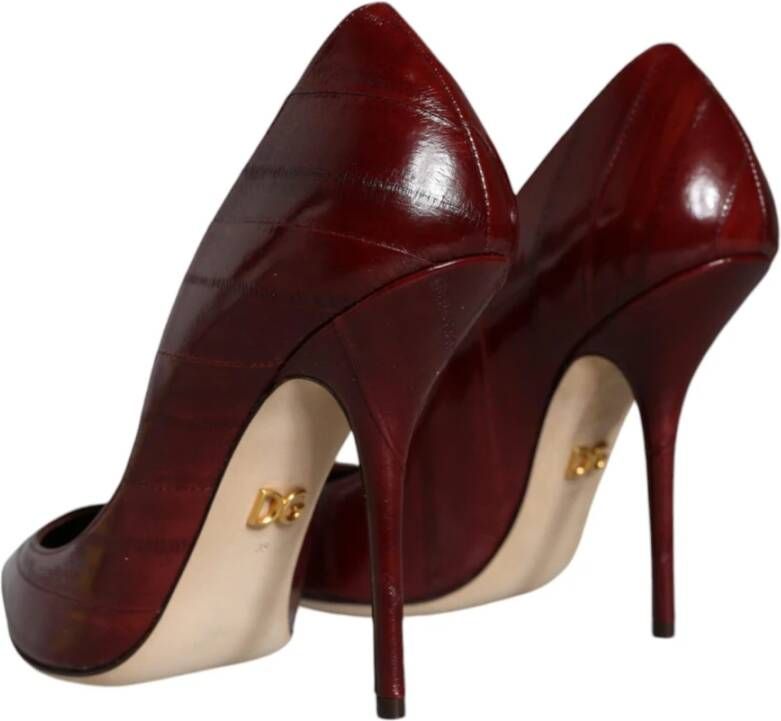 Dolce & Gabbana Rode Leren Stiletto Pumps met Logo Red Dames