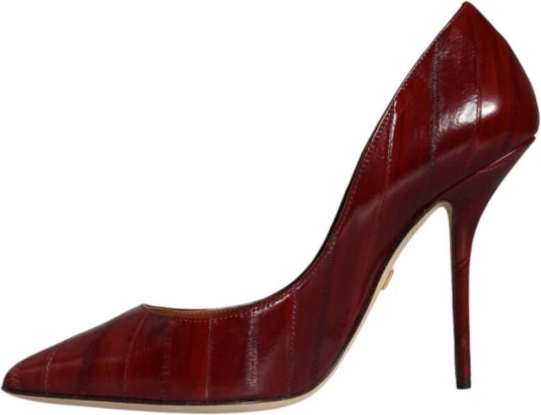 Dolce & Gabbana Rode Leren Stiletto Pumps met Logo Red Dames