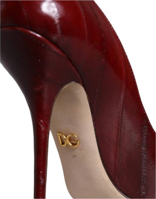 Dolce & Gabbana Rode Leren Stiletto Pumps met Logo Red Dames