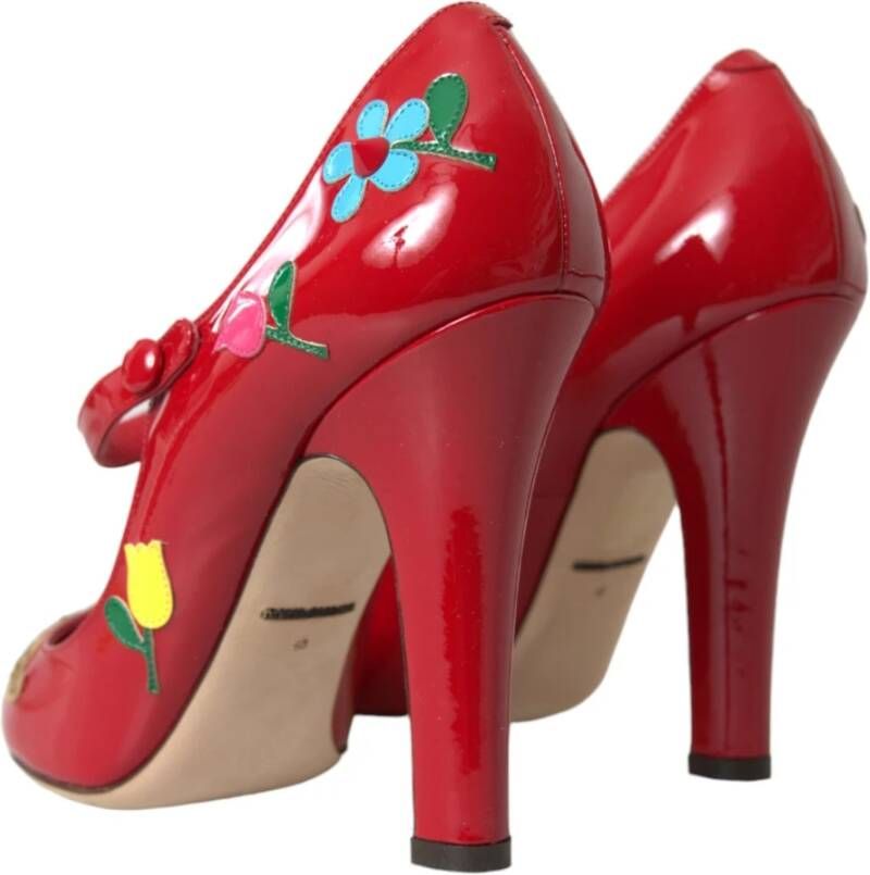 Dolce & Gabbana Rode Leren Versierde Mary Jane Pumps Red Dames