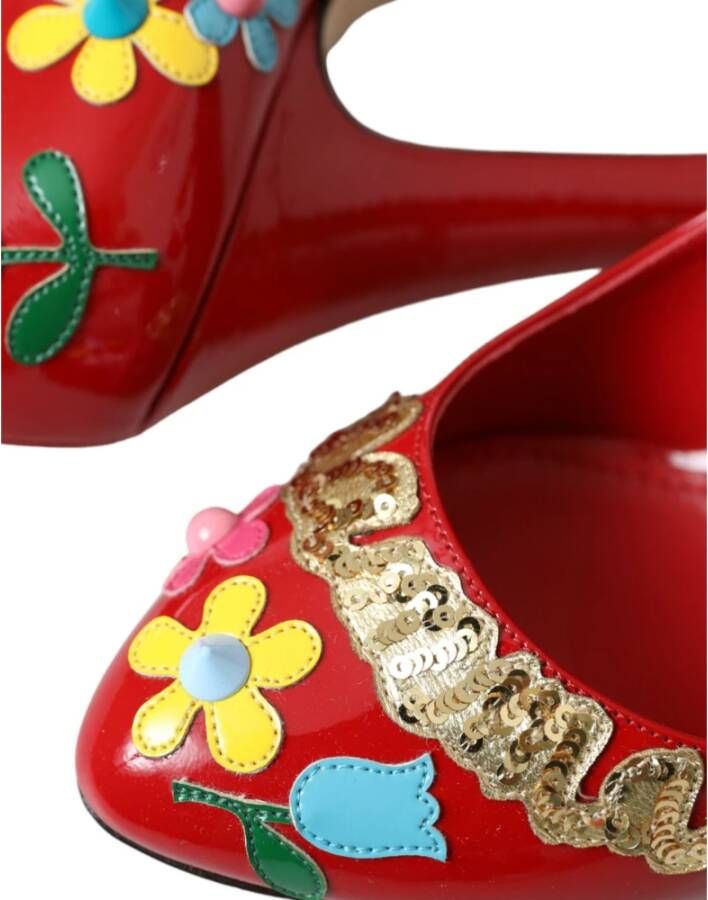 Dolce & Gabbana Rode Leren Versierde Mary Jane Pumps Red Dames