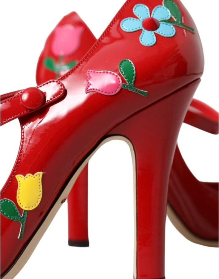 Dolce & Gabbana Rode Leren Versierde Mary Jane Pumps Red Dames