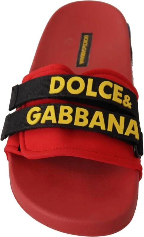 Dolce & Gabbana Rode Logo Slides Outlet Sandalen Red Dames