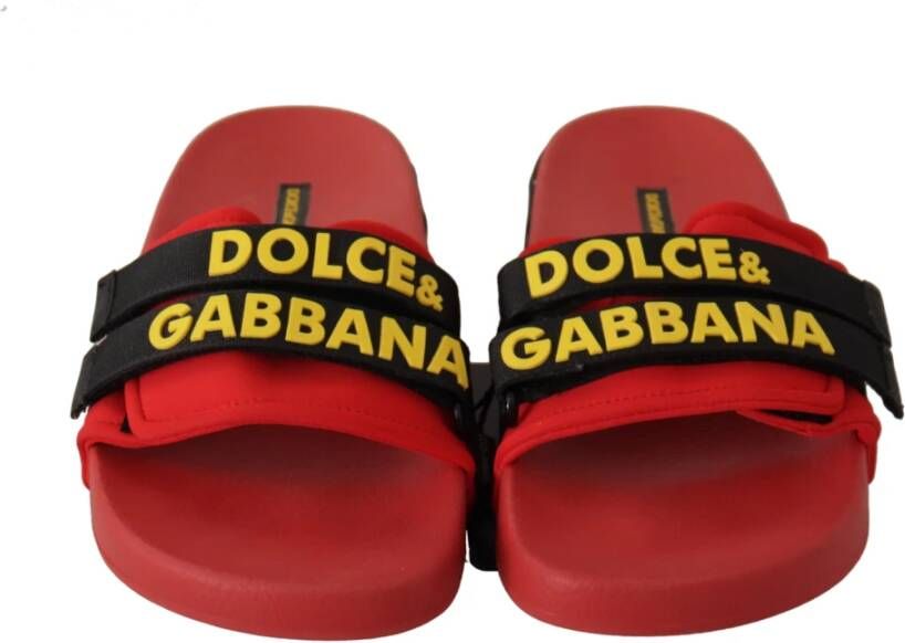 Dolce & Gabbana Rode Logo Slides Outlet Sandalen Red Dames