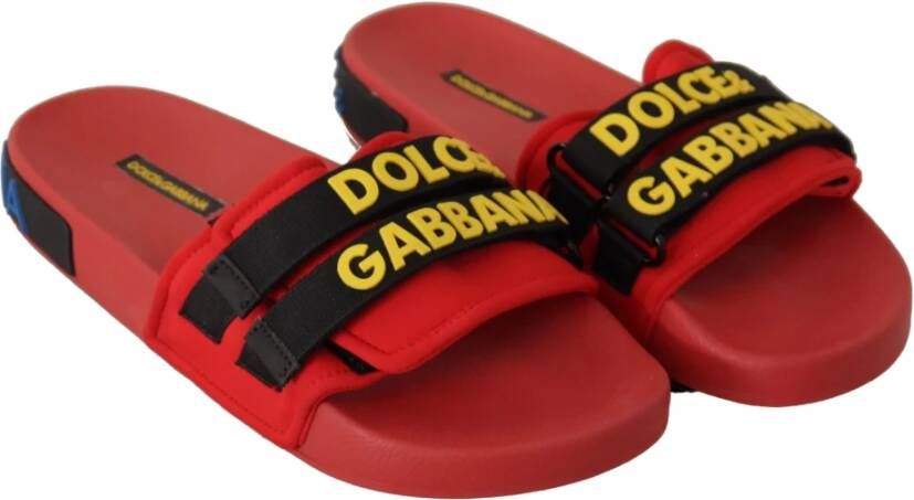 Dolce & Gabbana Rode Logo Slides Outlet Sandalen Red Dames