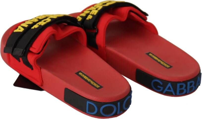 Dolce & Gabbana Rode Logo Slides Outlet Sandalen Red Dames