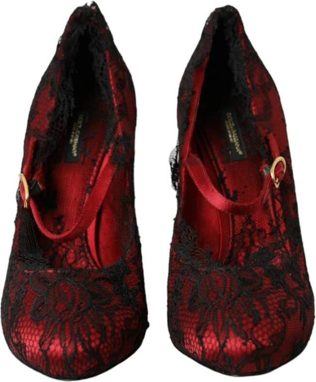 Dolce & Gabbana Rode Satijnen Kant Mary Jane Pumps Red Dames