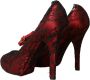 Dolce & Gabbana Rode Satijnen Kant Mary Jane Pumps Red Dames - Thumbnail 4