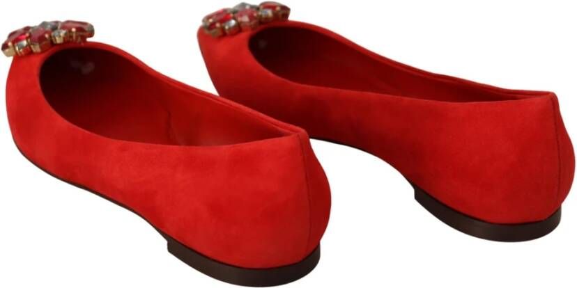 Dolce & Gabbana Rode Suède Kristal Loafers Flats Schoenen Red Dames