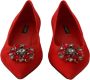 Dolce & Gabbana Rode Suède Kristal Loafers Flats Schoenen Red Dames - Thumbnail 12