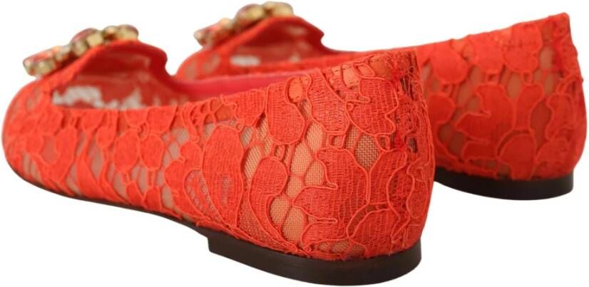 Dolce & Gabbana Rode Taormina Kant Kristallen Ballet Flats Schoenen Red Dames