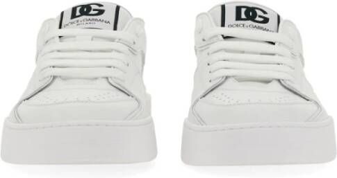 Dolce & Gabbana Rome Leren Sneakers Vrouwen Rubberen Zool White Dames