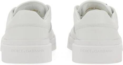 Dolce & Gabbana Rome Leren Sneakers Vrouwen Rubberen Zool White Dames