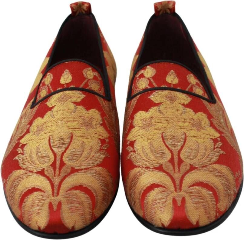 Dolce & Gabbana Rood Goud Brokaat Loafers Schoenen Multicolor Dames