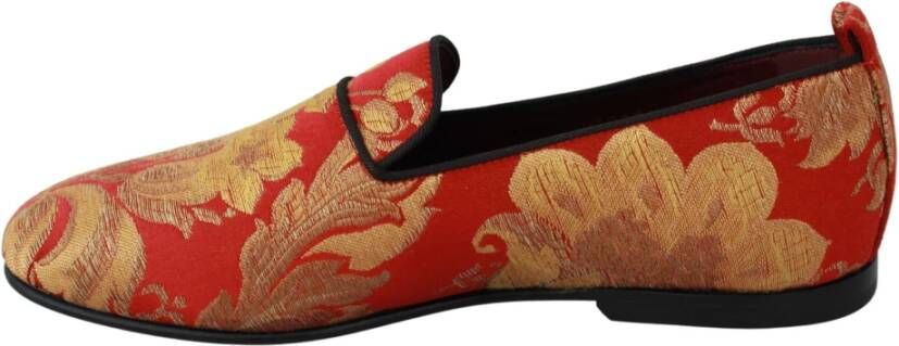 Dolce & Gabbana Rood Goud Brokaat Loafers Schoenen Multicolor Dames