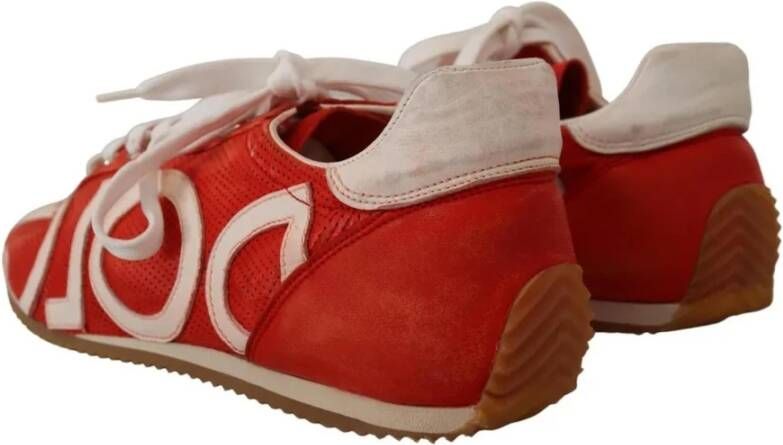 Dolce & Gabbana Rood Wit Leren Casual Sneakers Red Heren