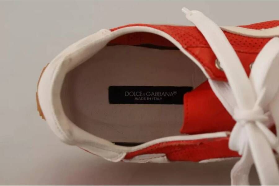 Dolce & Gabbana Rood Wit Leren Heren Casual Sneakers Schoenen White Heren