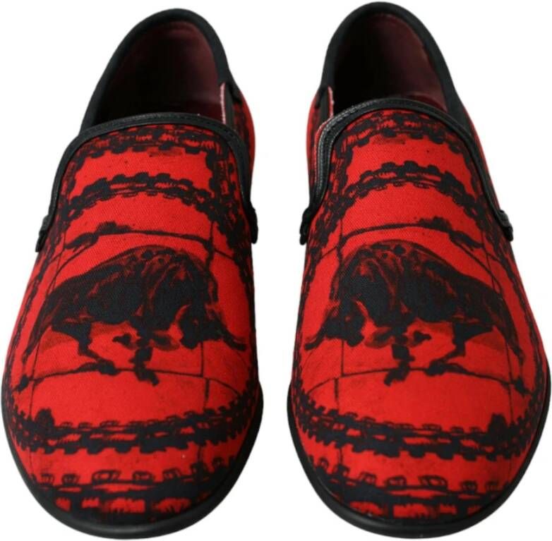 Dolce & Gabbana Rood Zwart Torero Loafers Pantoffels Multicolor Heren