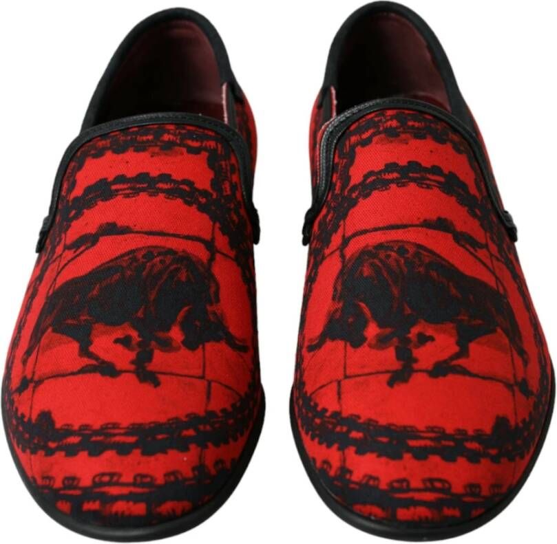 Dolce & Gabbana Rood Zwart Torero Loafers Schoenen Multicolor Heren