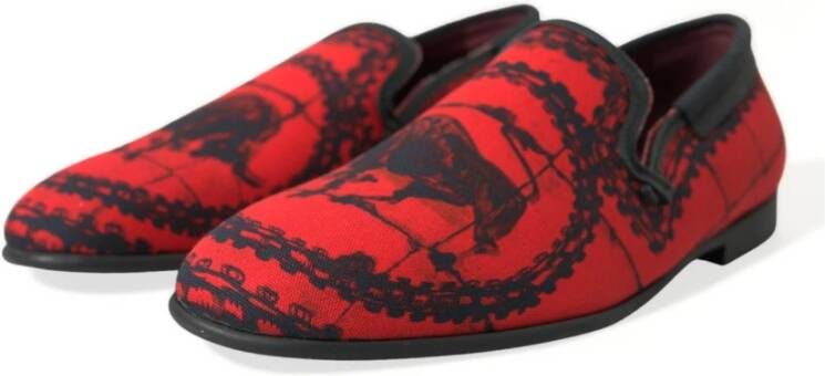 Dolce & Gabbana Rood Zwart Torero Loafers Schoenen Multicolor Heren