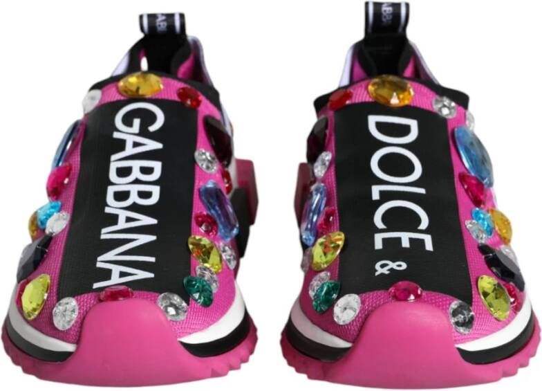 Dolce & Gabbana Roze Kristal Lage Sneakers Pink Dames