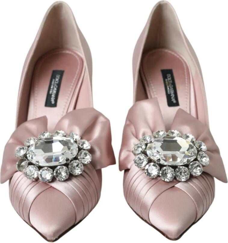 Dolce & Gabbana Roze Kristal Satijn Hoge Hakken Pumps Pink Dames