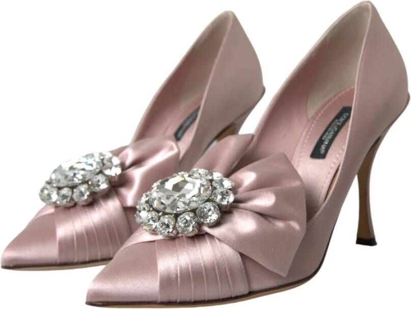 Dolce & Gabbana Roze Kristal Satijn Hoge Hakken Pumps Pink Dames