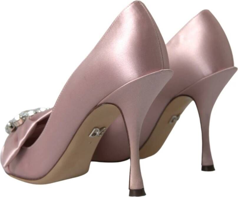 Dolce & Gabbana Roze Kristal Satijn Hoge Hakken Pumps Pink Dames