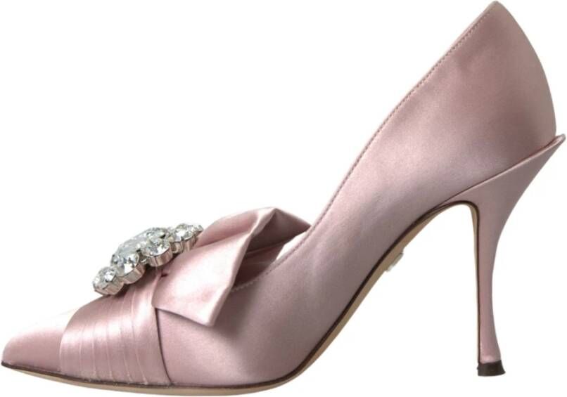 Dolce & Gabbana Roze Kristal Satijn Hoge Hakken Pumps Pink Dames