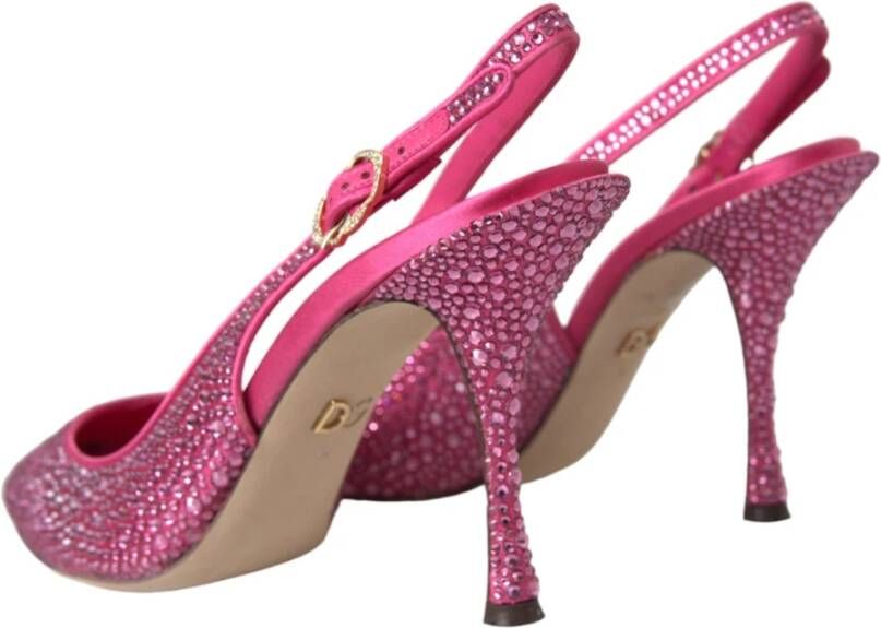 Dolce & Gabbana Roze Kristal Slingback Hakken Sandalen Pink Dames