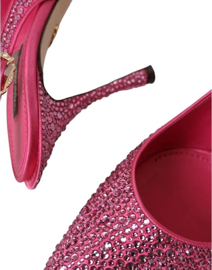 Dolce & Gabbana Roze Kristal Slingback Hakken Sandalen Pink Dames