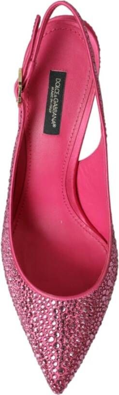 Dolce & Gabbana Roze Kristal Slingback Hakken Sandalen Pink Dames