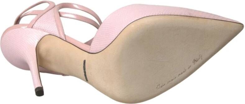 Dolce & Gabbana Roze Leren Enkelband Hakken Pink Dames