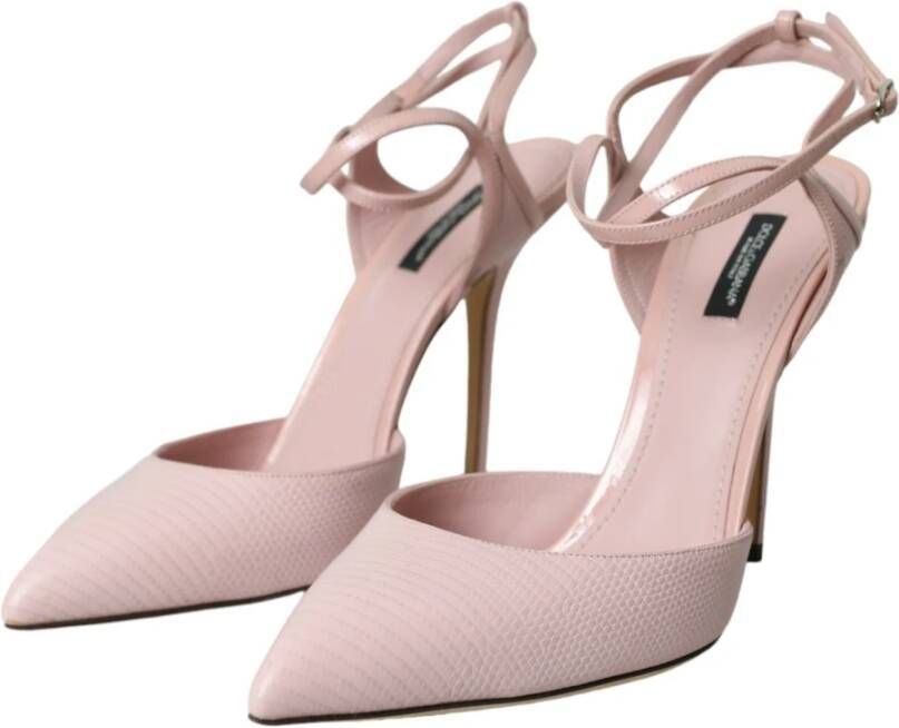 Dolce & Gabbana Roze Leren Enkelband Hakken Pumps Pink Dames