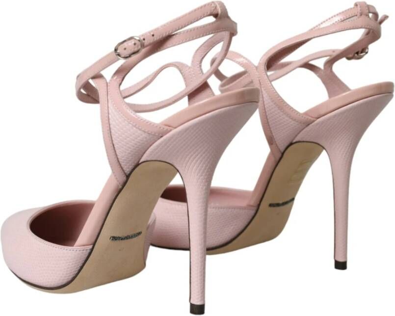 Dolce & Gabbana Roze Leren Enkelband Hakken Pumps Pink Dames