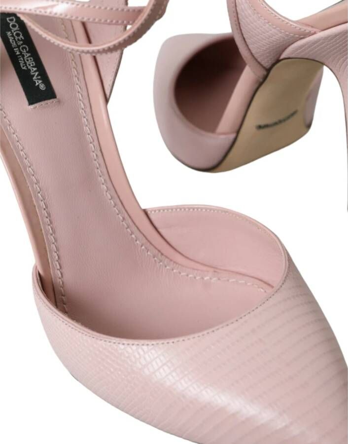 Dolce & Gabbana Roze Leren Enkelband Hakken Pumps Pink Dames