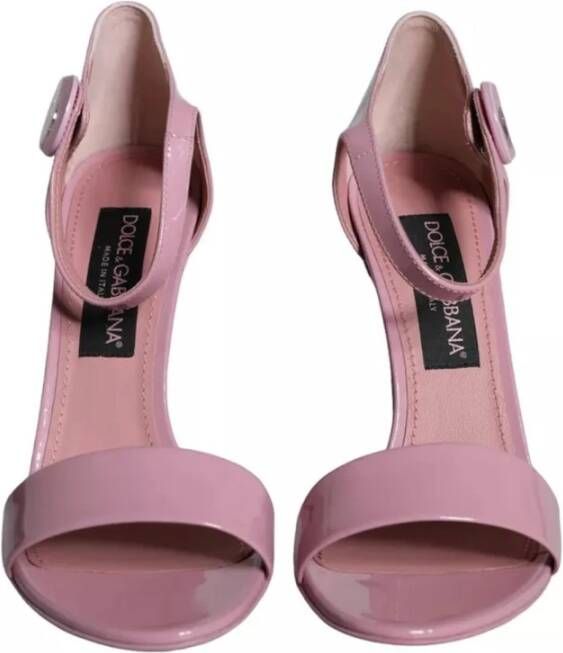 Dolce & Gabbana Roze leren enkelband sandalen Pink Dames