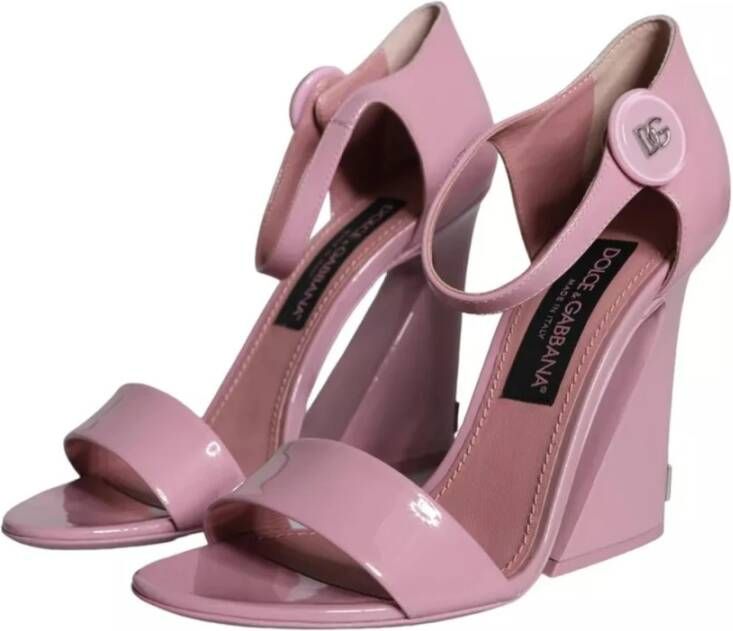 Dolce & Gabbana Roze leren enkelband sandalen Pink Dames