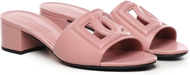 Dolce & Gabbana Roze leren sandalen met uitsnijddetail Pink Dames