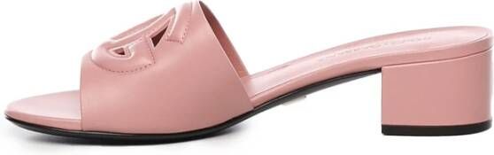 Dolce & Gabbana Roze leren sandalen met uitsnijddetail Pink Dames