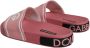 Dolce & Gabbana Roze Leren Slide Sandalen met Logo Pink Dames - Thumbnail 4