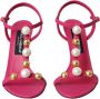 Dolce & Gabbana Roze Leren T-Strap Sandalen Pink Dames - Thumbnail 2