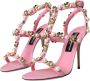 Dolce & Gabbana Roze Leren Versierde Hakken Sandalen Pink Dames - Thumbnail 9